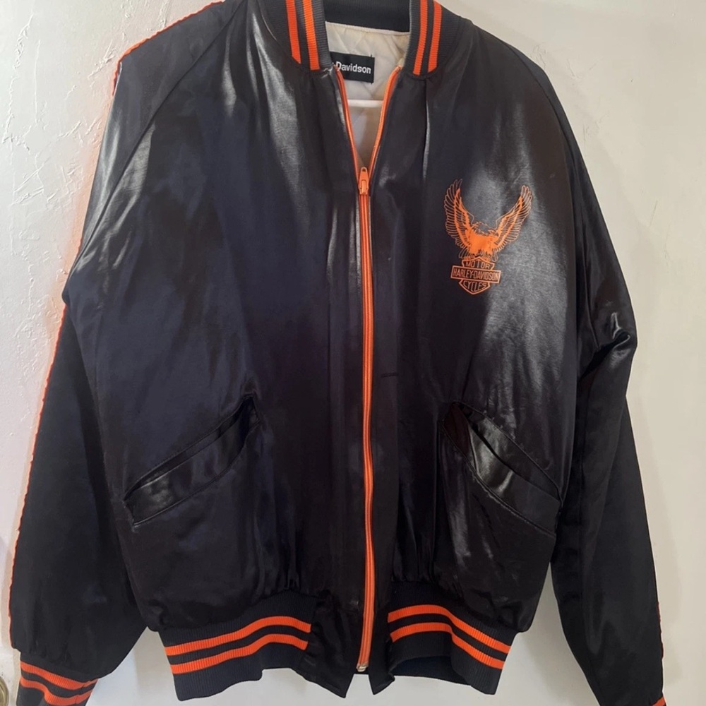 Harley-Davidson Black and Orange Bomber Jacket